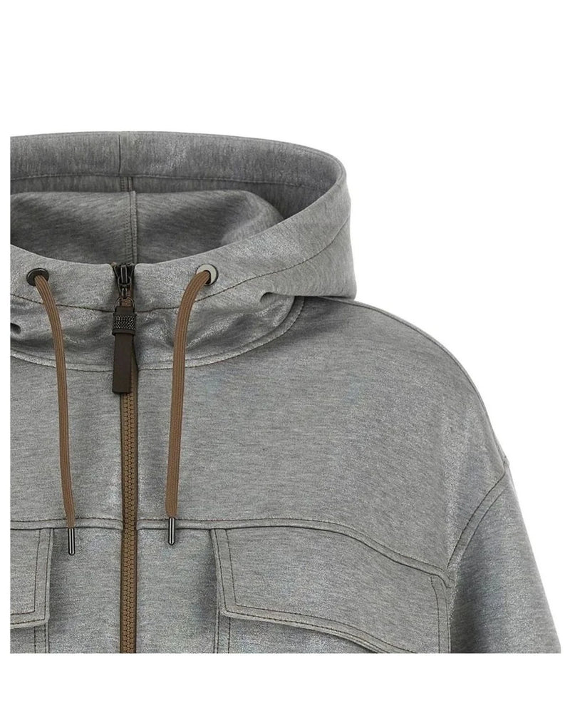 Brunello Cucinelli Bomber Jacket in silver, Cotton — view 3