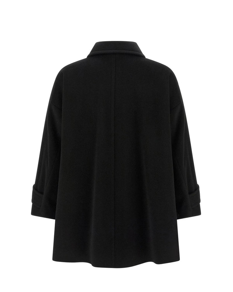 Alberto Biani Pea Coat in black, Virgin Wool — view 2