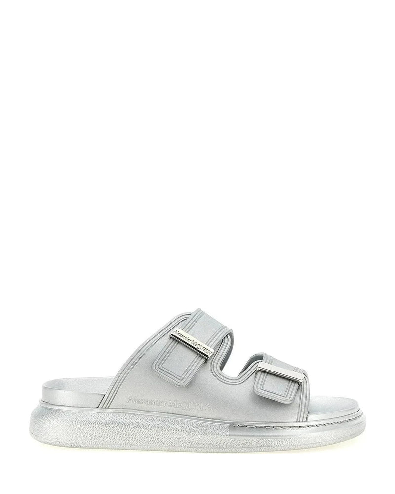 Alexander McQueen Slides in silver, Rubber