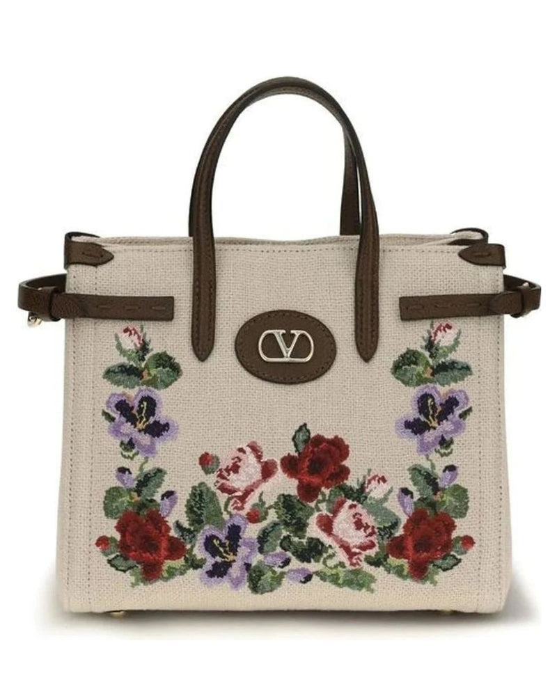 Valentino Garavani Satchel Bag in beige, Linen