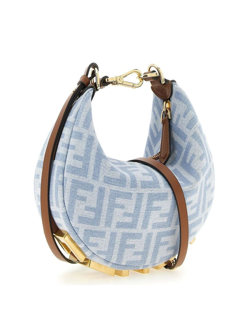 Fendi Hobo Bag in blue, Cotton — view 2