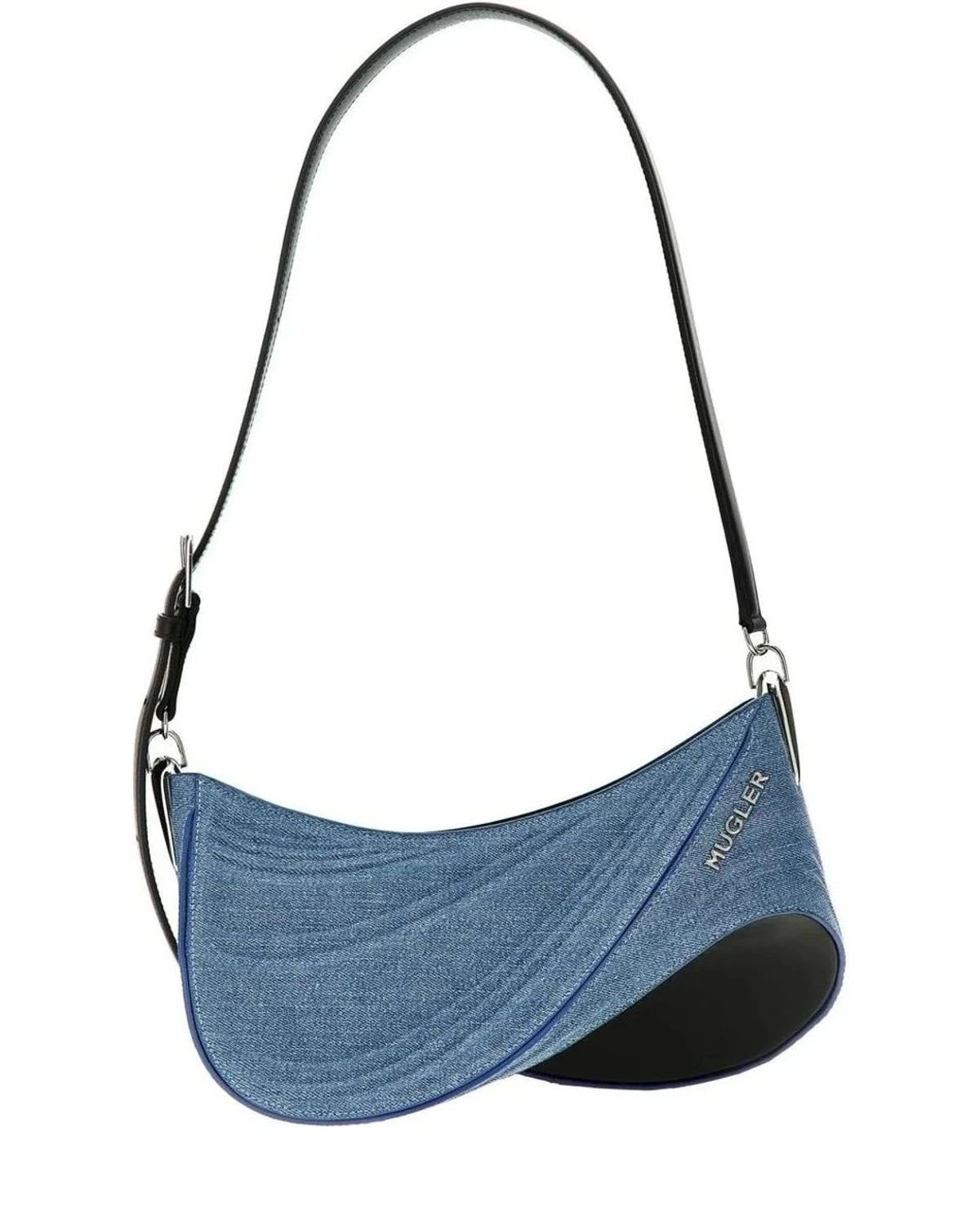 Mugler Shoulder Bag in blue, Calfskin Leather