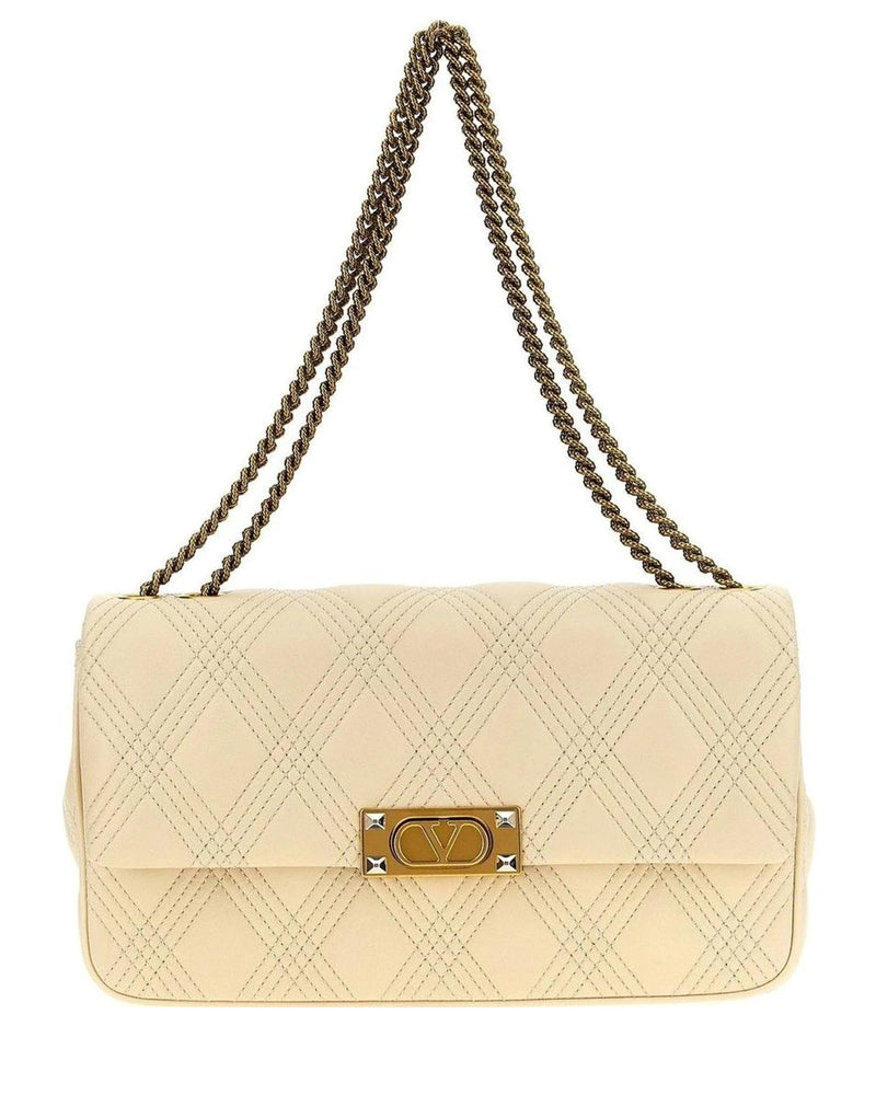 Valentino Garavani Shoulder Bag in white, Lamb Leather