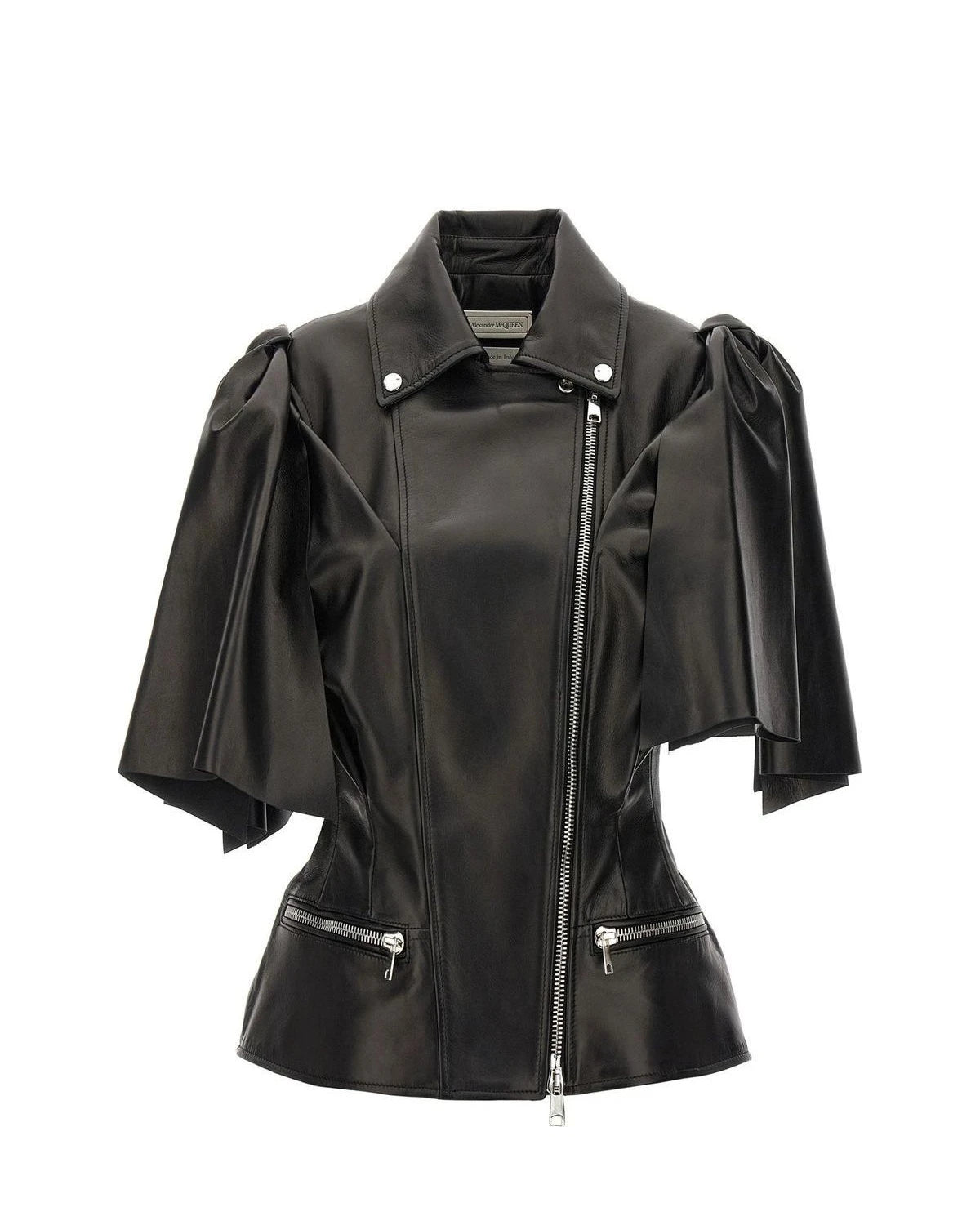 Alexander McQueen Bolero Jacket in black, Lamb Leather — view 2