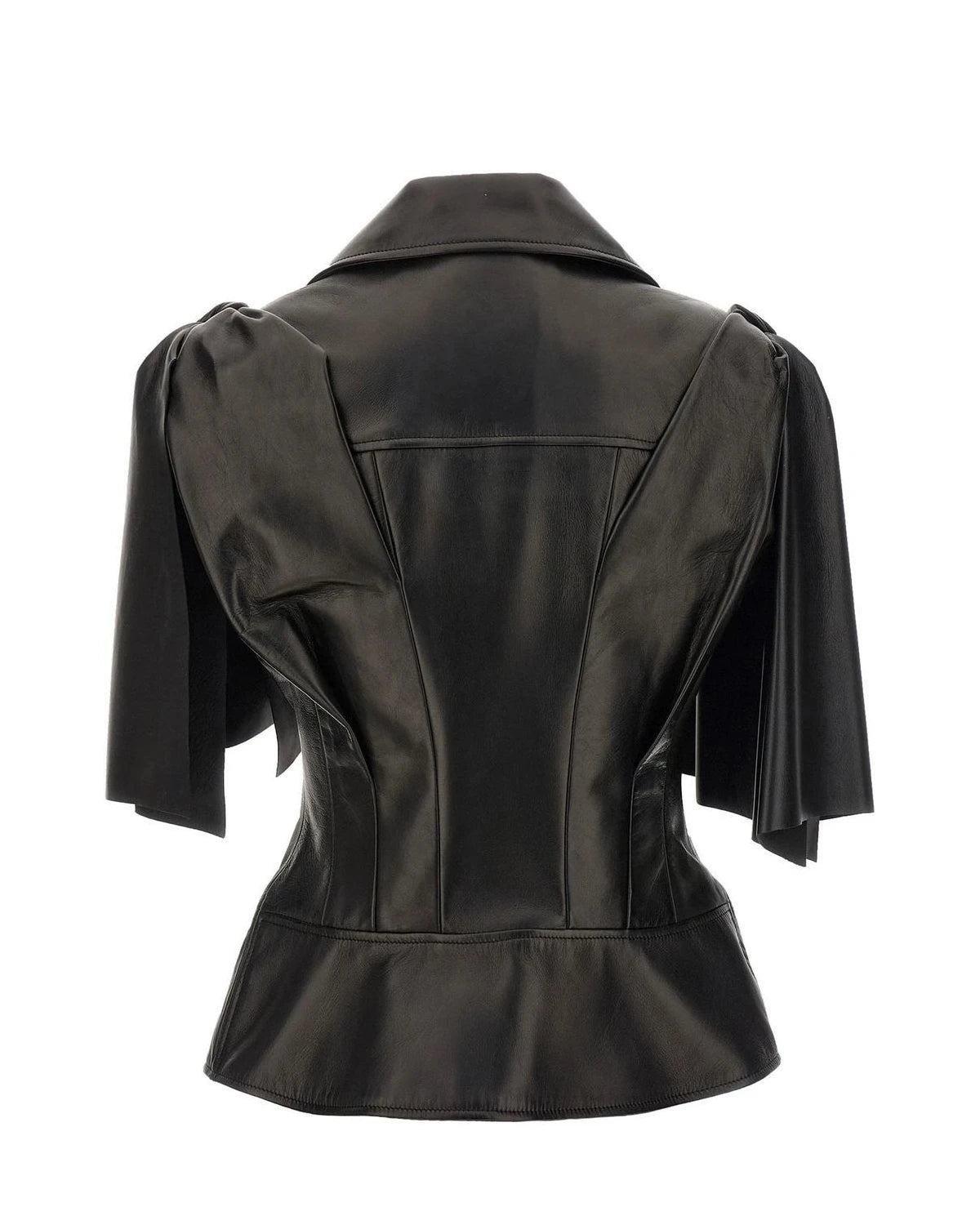 Alexander McQueen Bolero Jacket in black, Lamb Leather — view 3