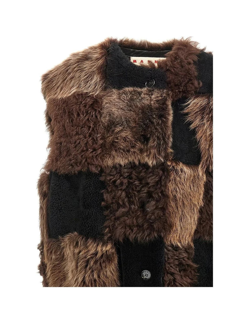 Marni Vest in brown, Lamb Fur — view 3