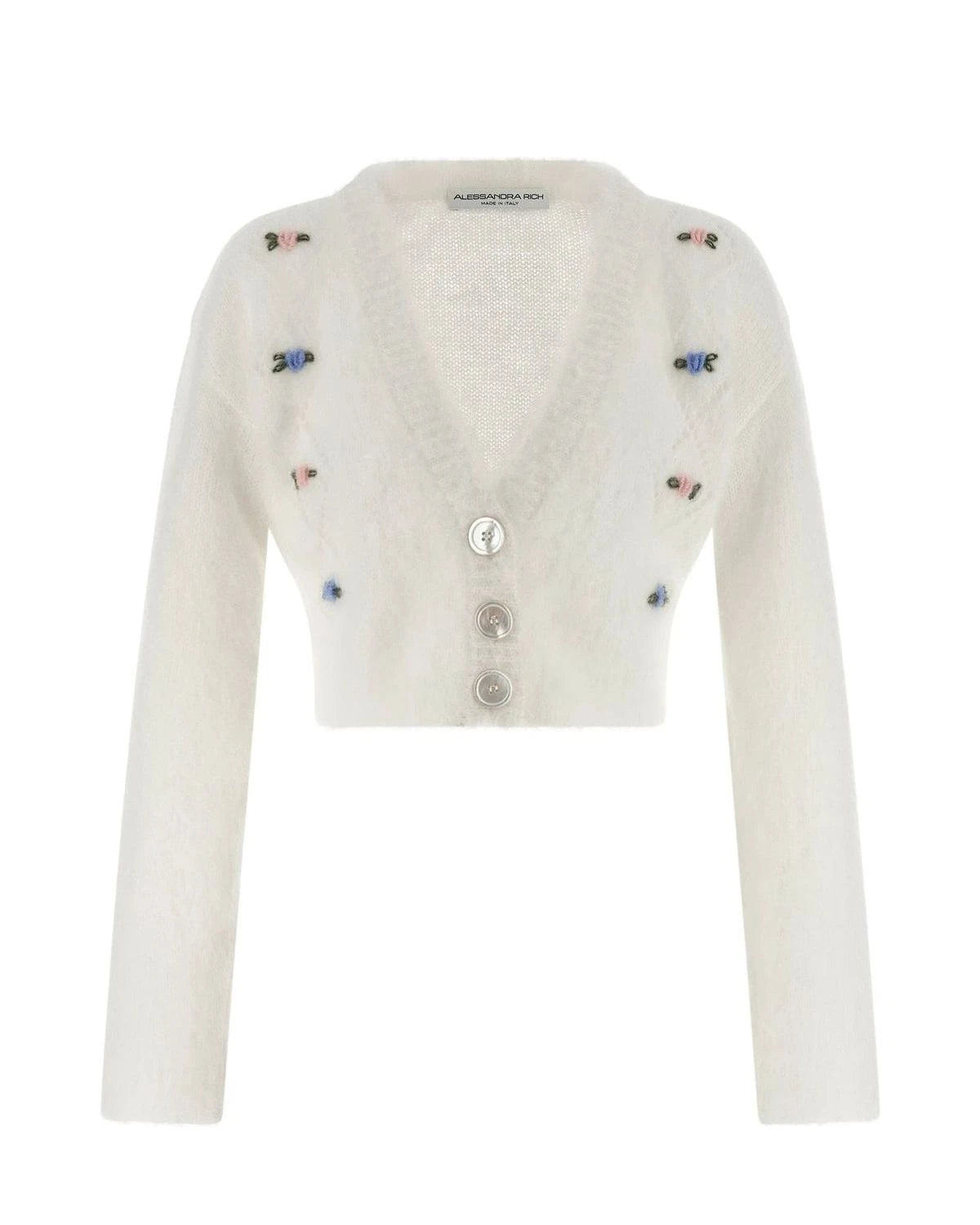Alessandra Rich Cardigan in white, Mohair Wool