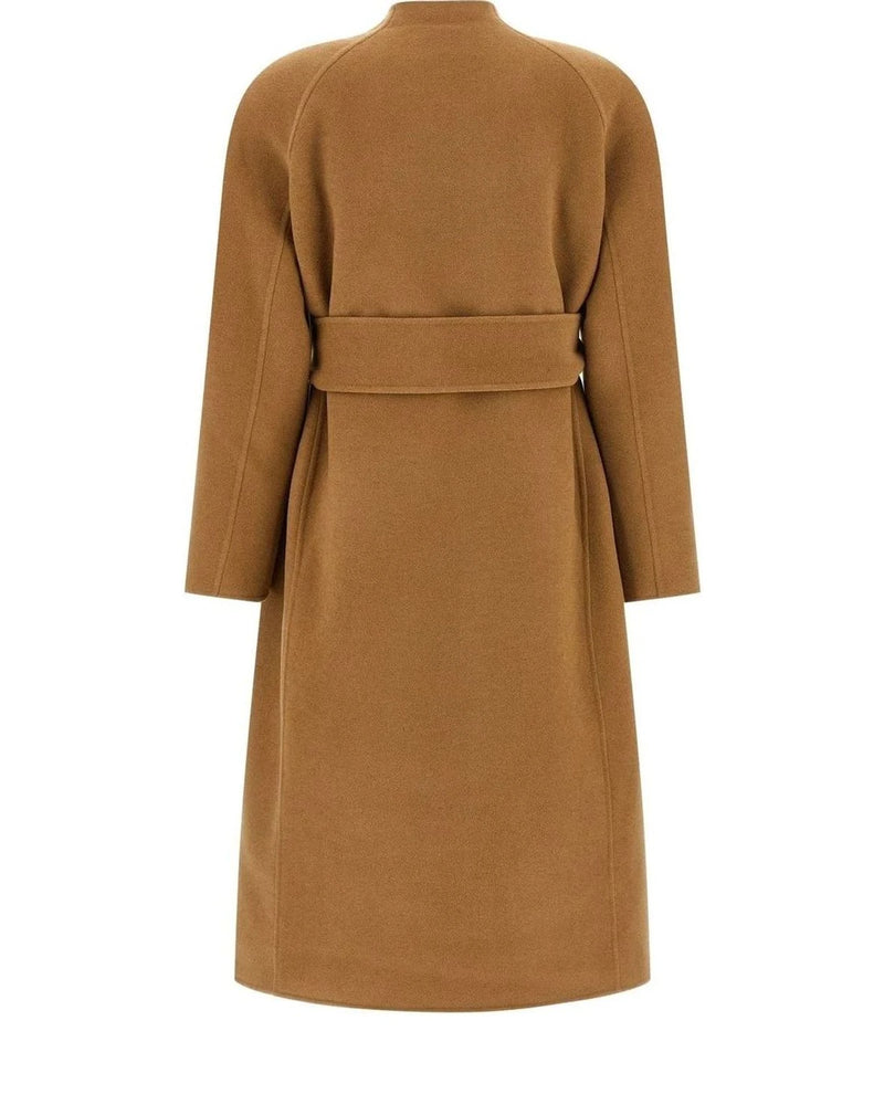 Khaite Wrap Coat in brown, Wool — view 2