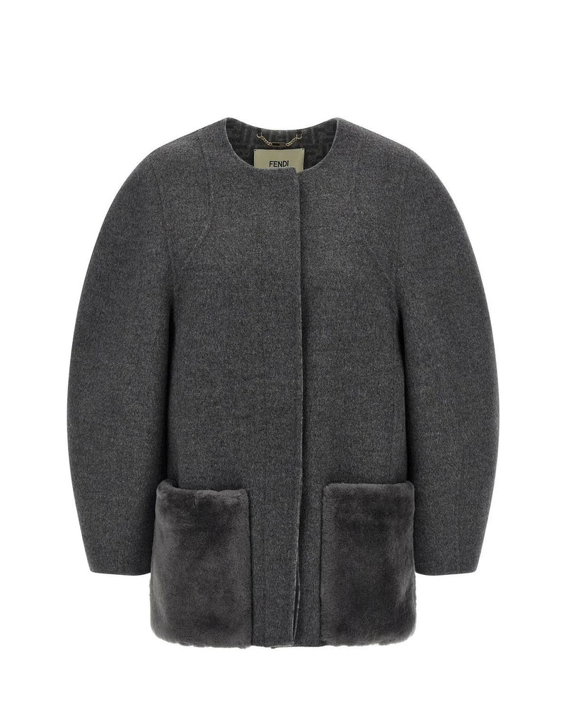 Fendi Wrap Coat in gray, Virgin Wool