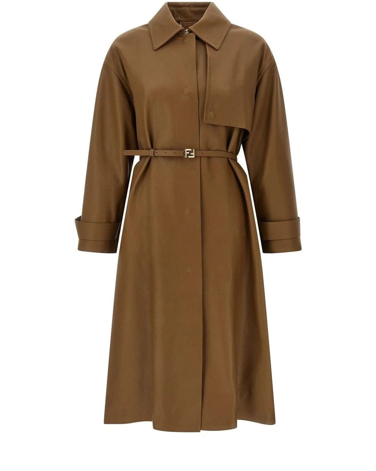 Fendi Trench Coat in brown, Lamb Leather
