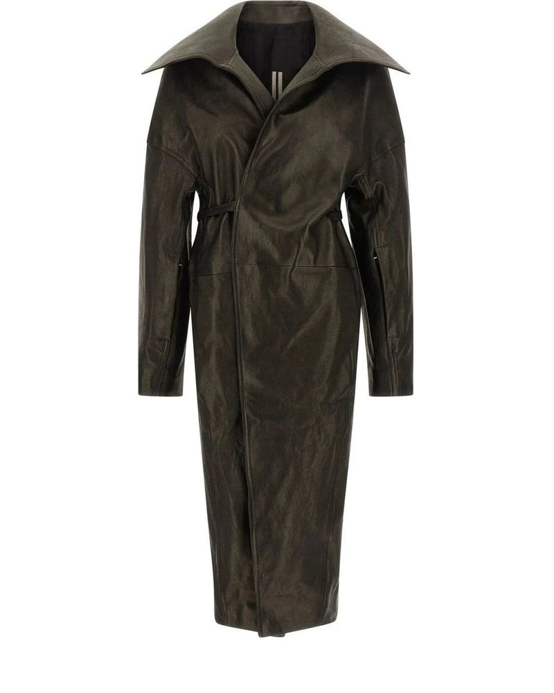 Rick Owens Wrap Coat in black, Lamb Leather