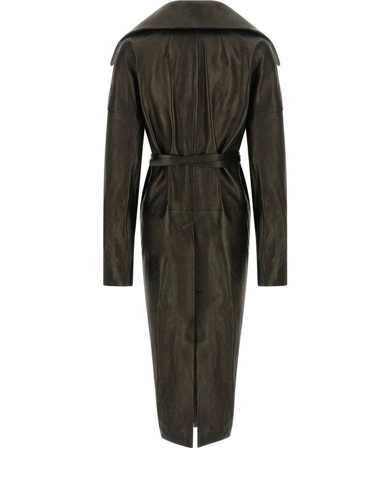 Rick Owens Wrap Coat in black, Lamb Leather — view 2