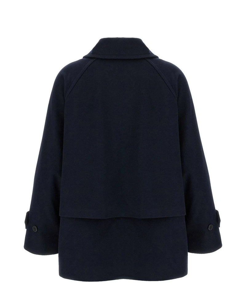 Alberto Biani Wrap Coat in blue, Virgin Wool — view 2