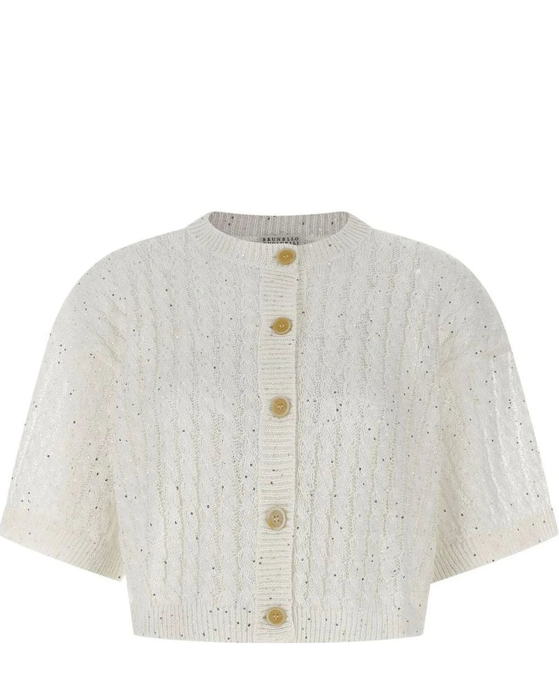 Brunello Cucinelli Cardigan in white, Linen