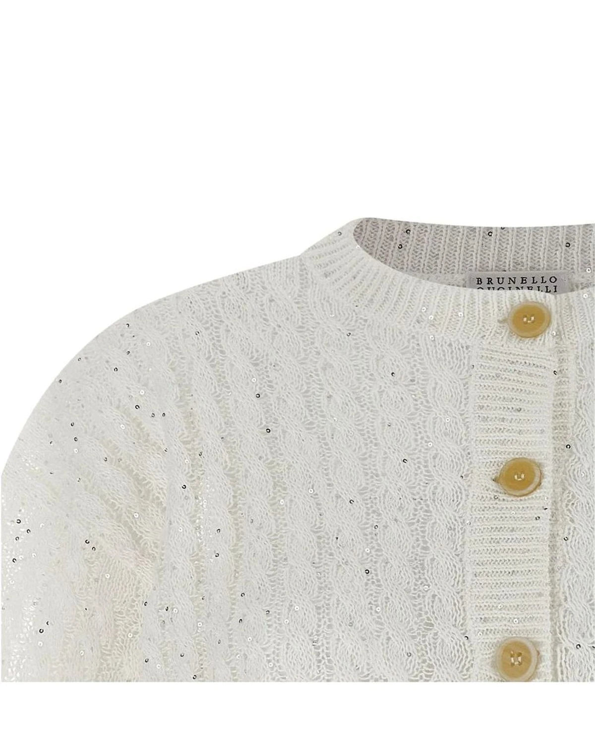 Brunello Cucinelli Cardigan in white, Linen — view 3