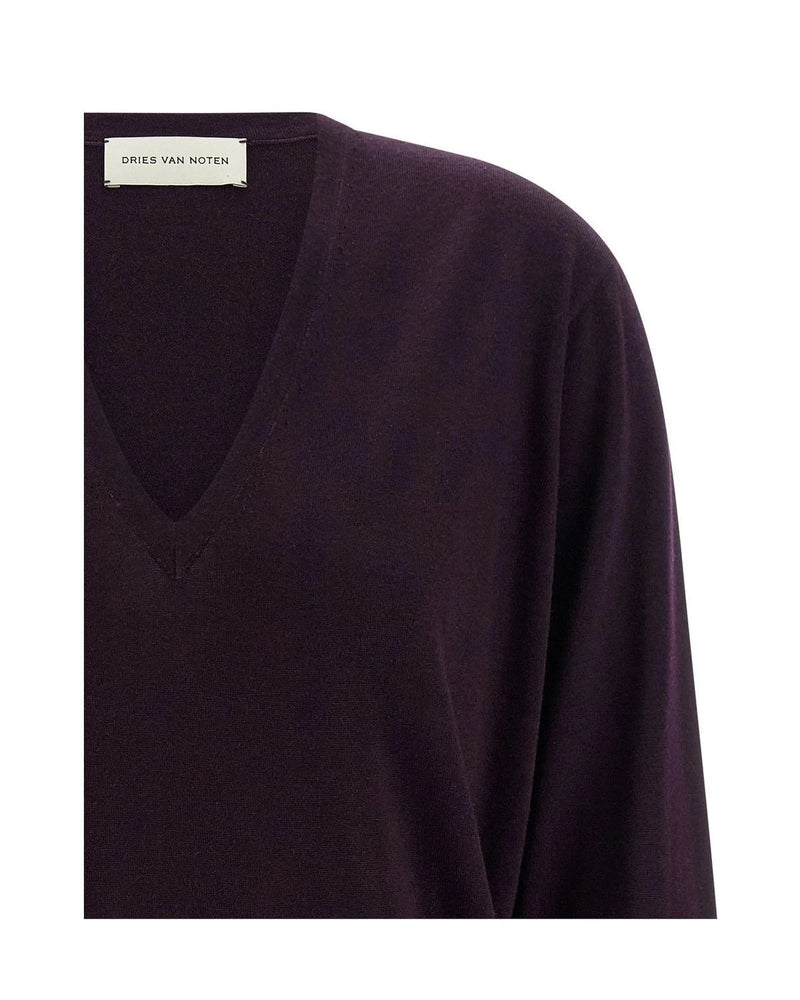 Dries Van Noten Sweater in purple, Merino Wool — view 3