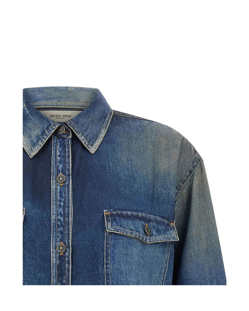 Golden Goose Dress Shirt in blue, Polyester — view 3