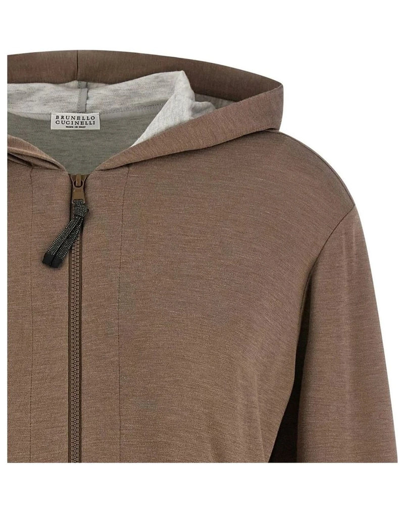 Brunello Cucinelli Hoodie in brown, Cotton — view 3