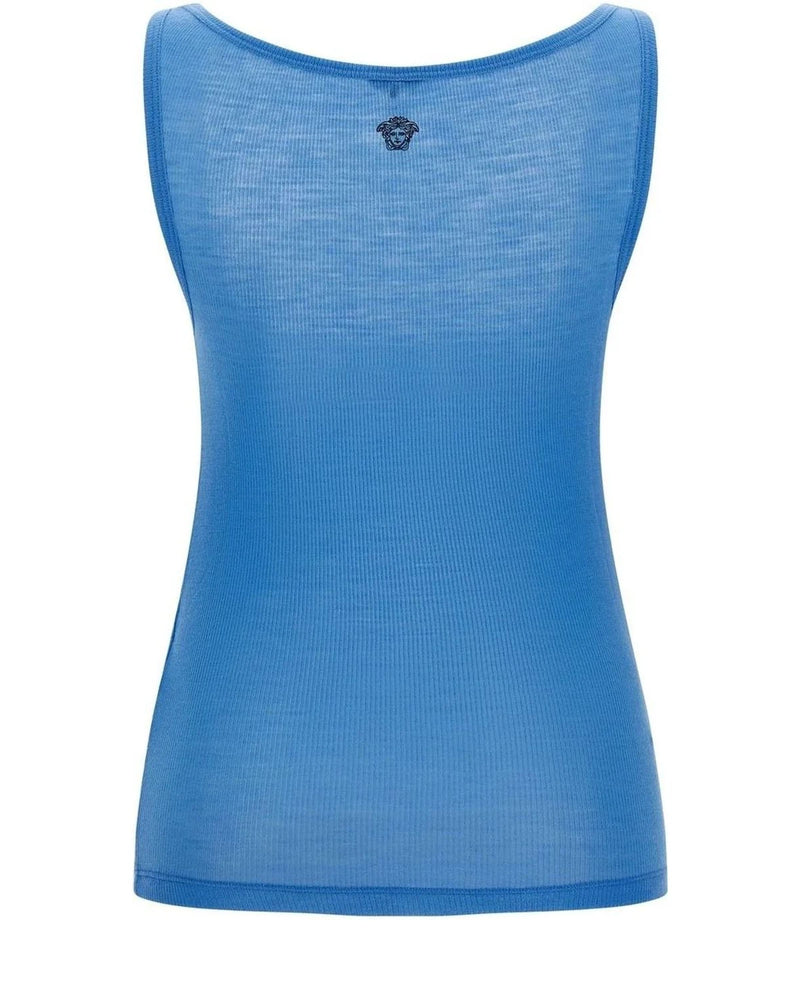 Versace Tank Top in blue, Virgin Wool — view 2