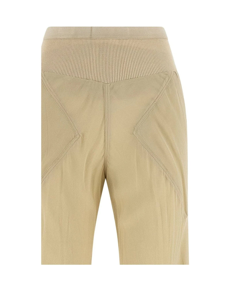 Beige Silk Flared Pants 