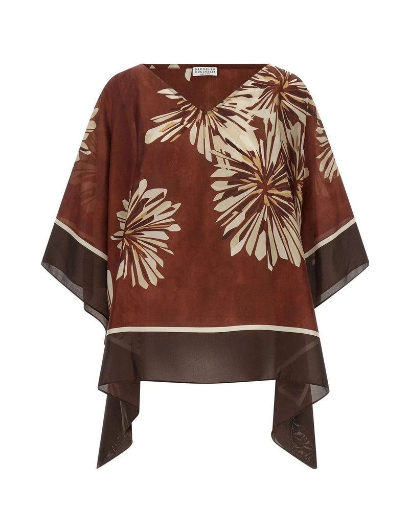 Brunello Cucinelli Blouse in red, Silk