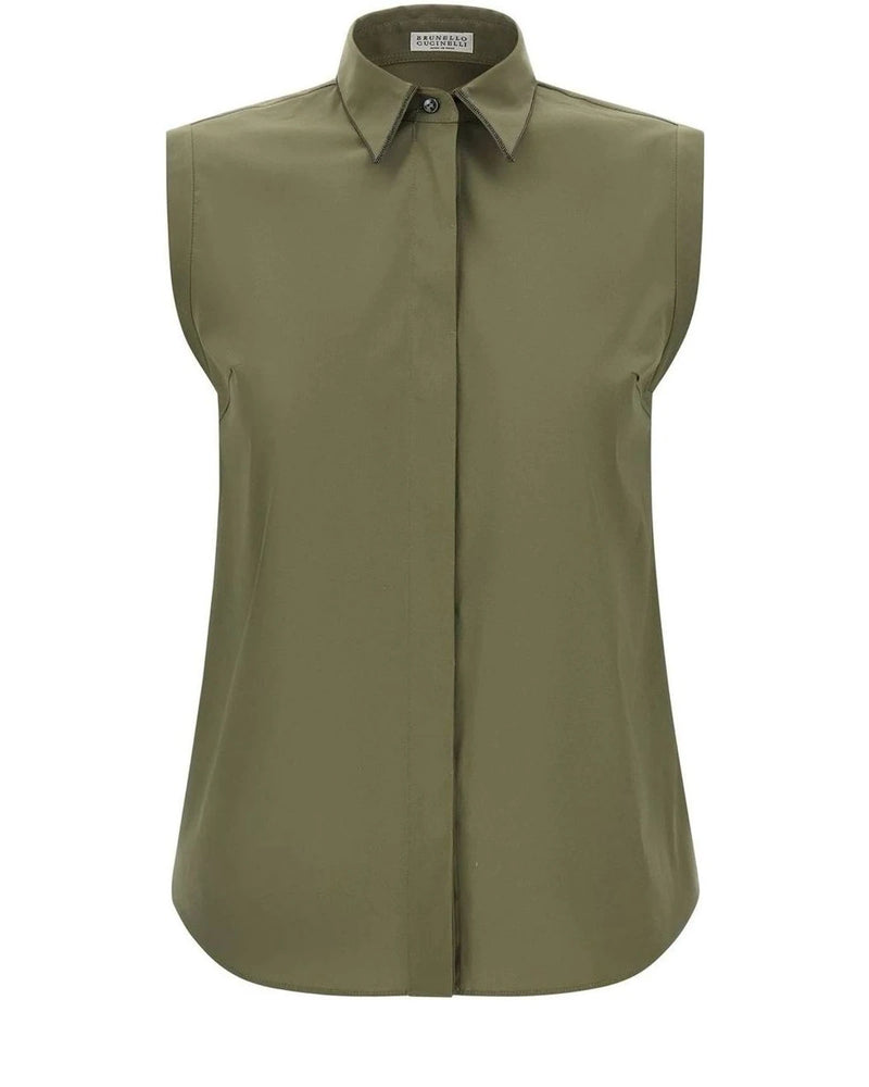Brunello Cucinelli Dress Shirt in green, Cotton