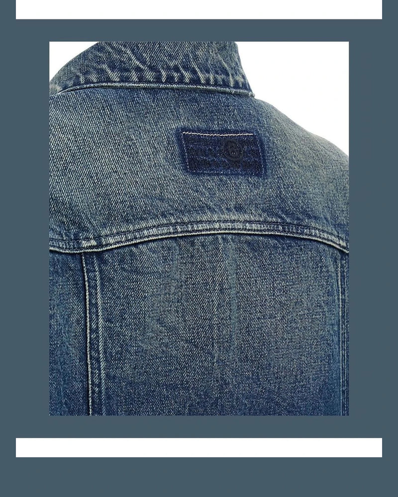 MM6 Maison Margiela Trucker Jacket in blue, Cotton — view 5