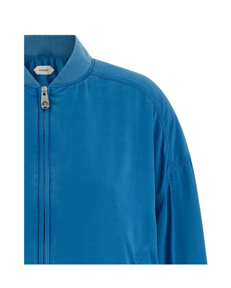 Versace Bomber Jacket in blue, Silk — view 3