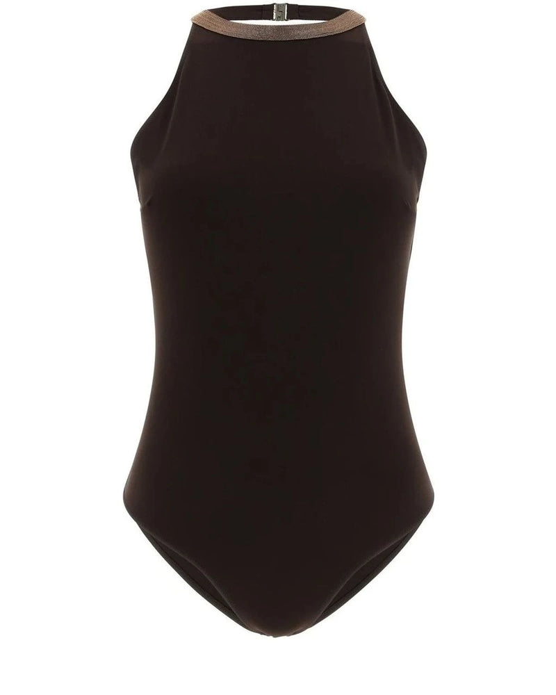 Brunello Cucinelli One-Piece Swimsuit in brown, Polyamide