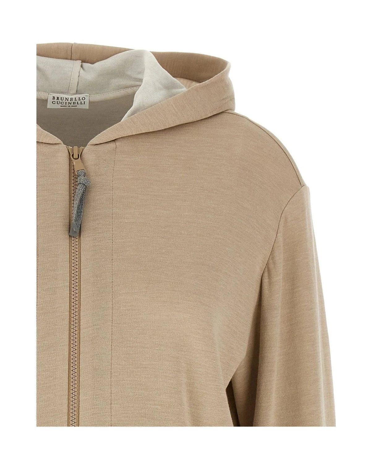 Brunello Cucinelli Hoodie in beige, Cotton — view 3