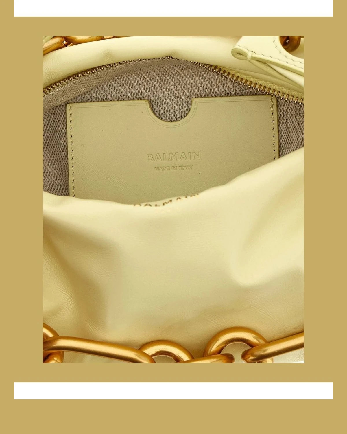 Balmain Hobo Bag in beige, Calfskin Leather — view 4