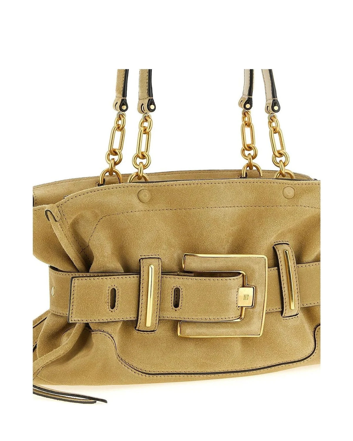 Balmain Shoulder Bag in beige, Calfskin Leather — view 3
