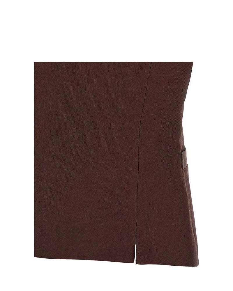 Brown Viscose Sleeveless Jacket 