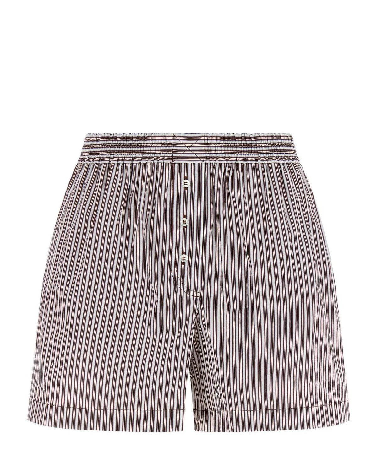 Brunello Cucinelli Striped Bermuda Burgundy Shorts