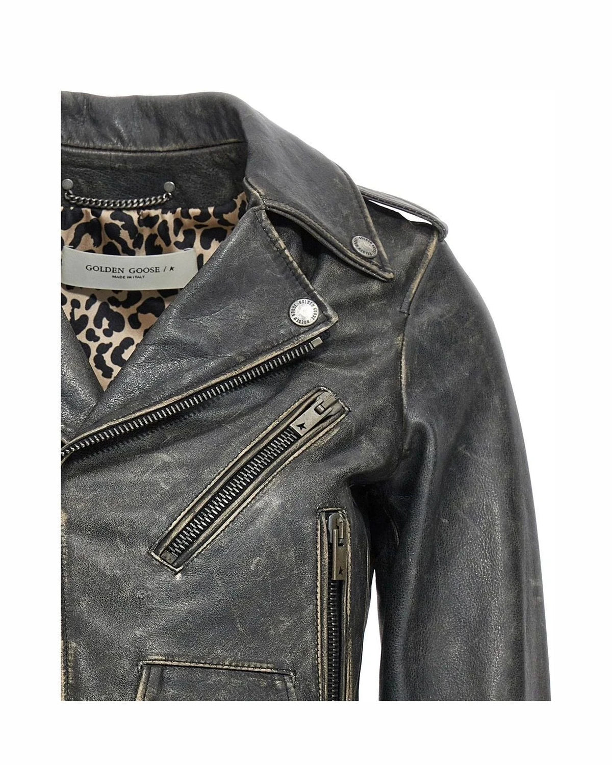 Golden Goose Trucker Jacket in black, Leather — view 4
