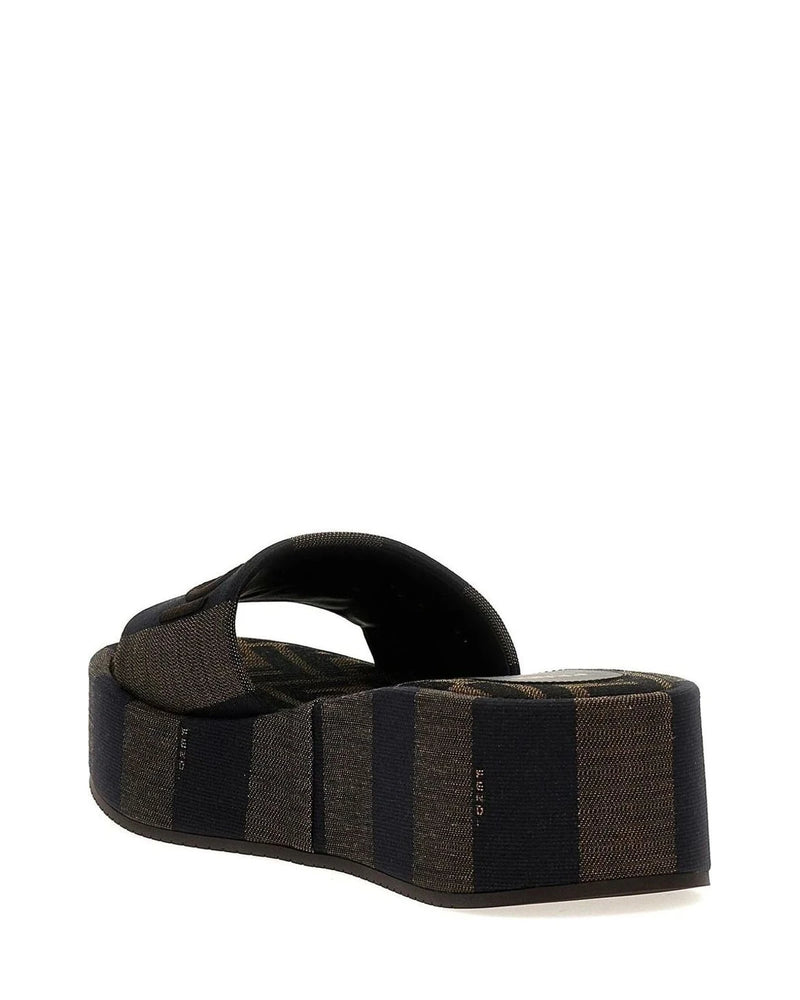 Fendi Slides in brown, Cotton — view 3
