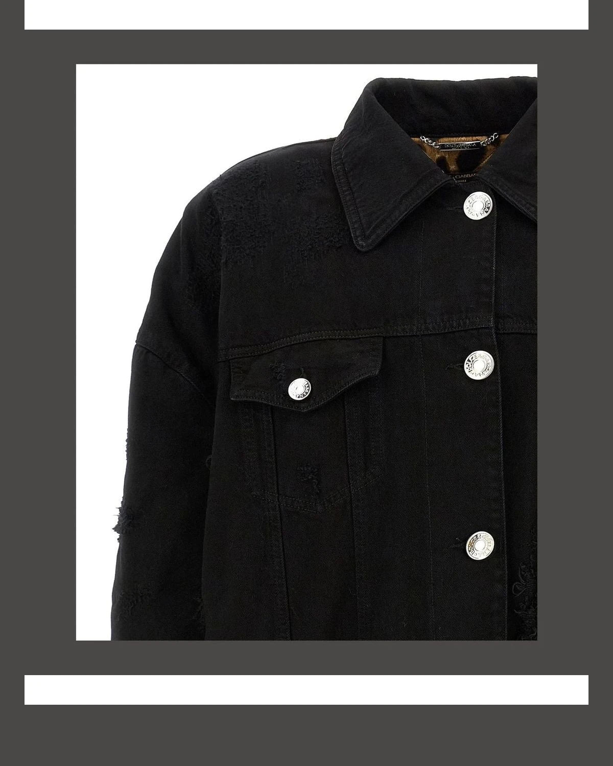 Dolce & Gabbana Trucker Jacket in black, Cotton — view 3