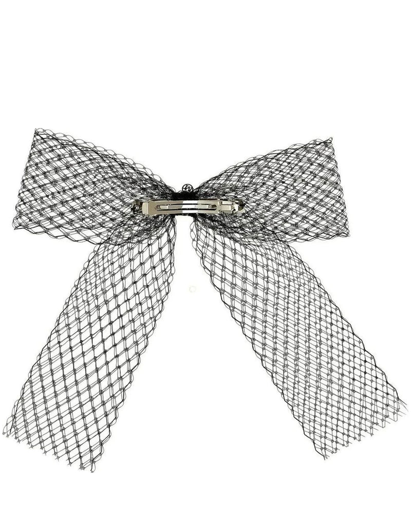 Maison Michel Hair Bows & Bow Clip in black, Polyester — view 2