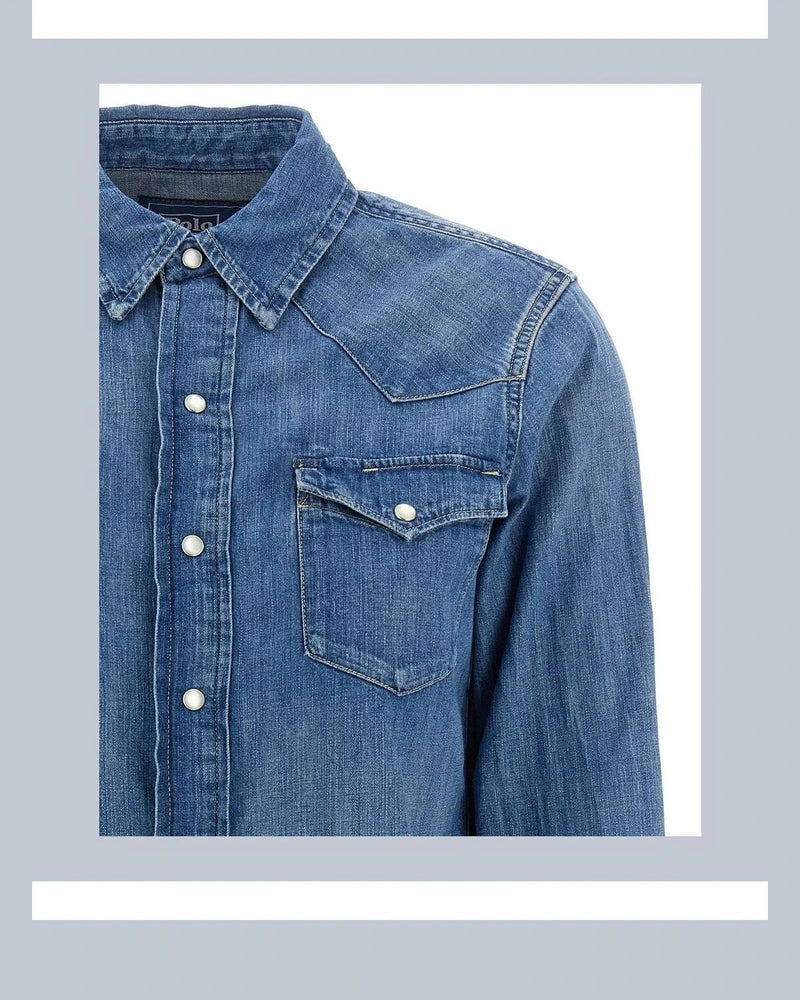 Polo Ralph Lauren Dress Shirt in blue, Cotton — view 3