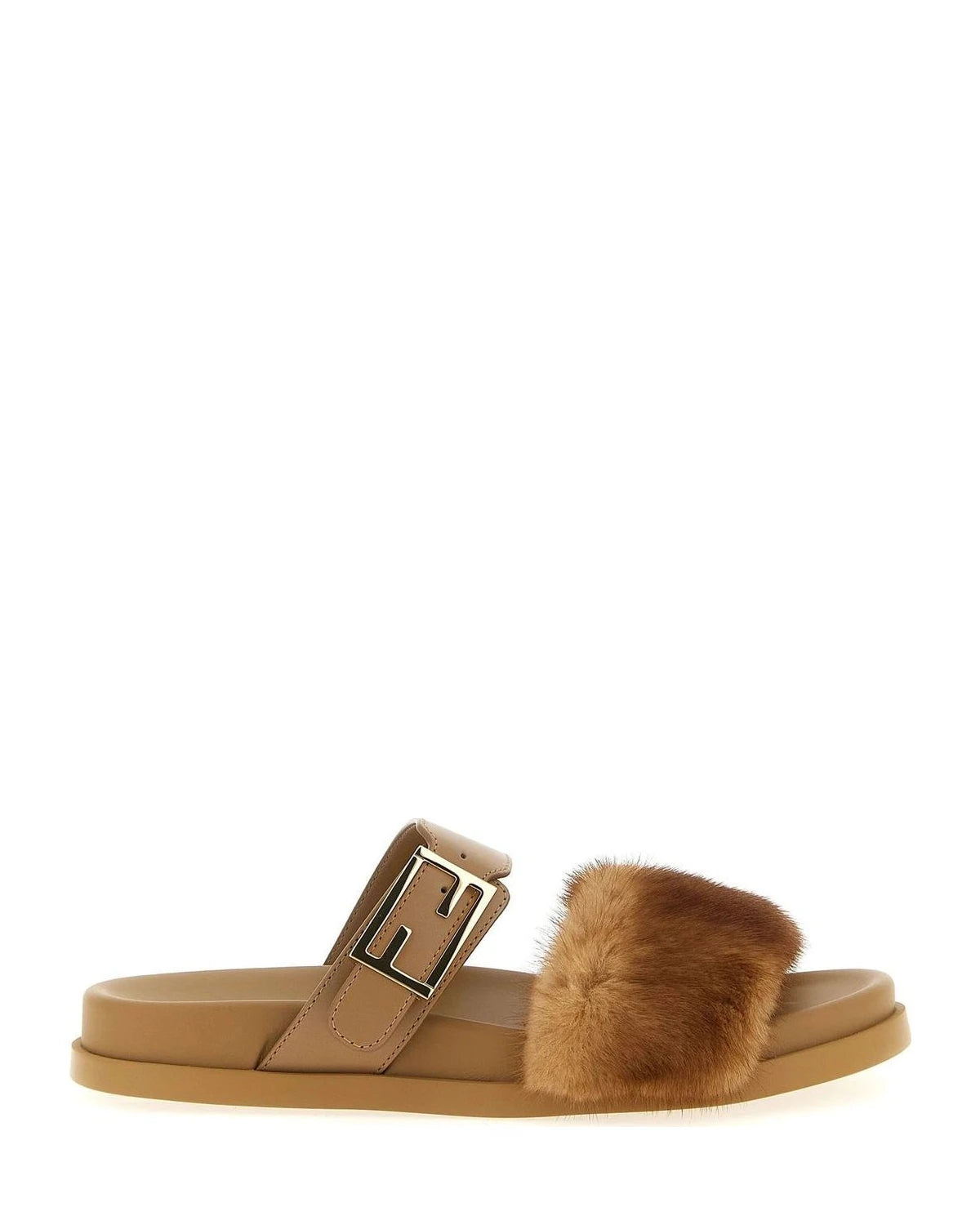 Fendi Slippers in brown, Leather