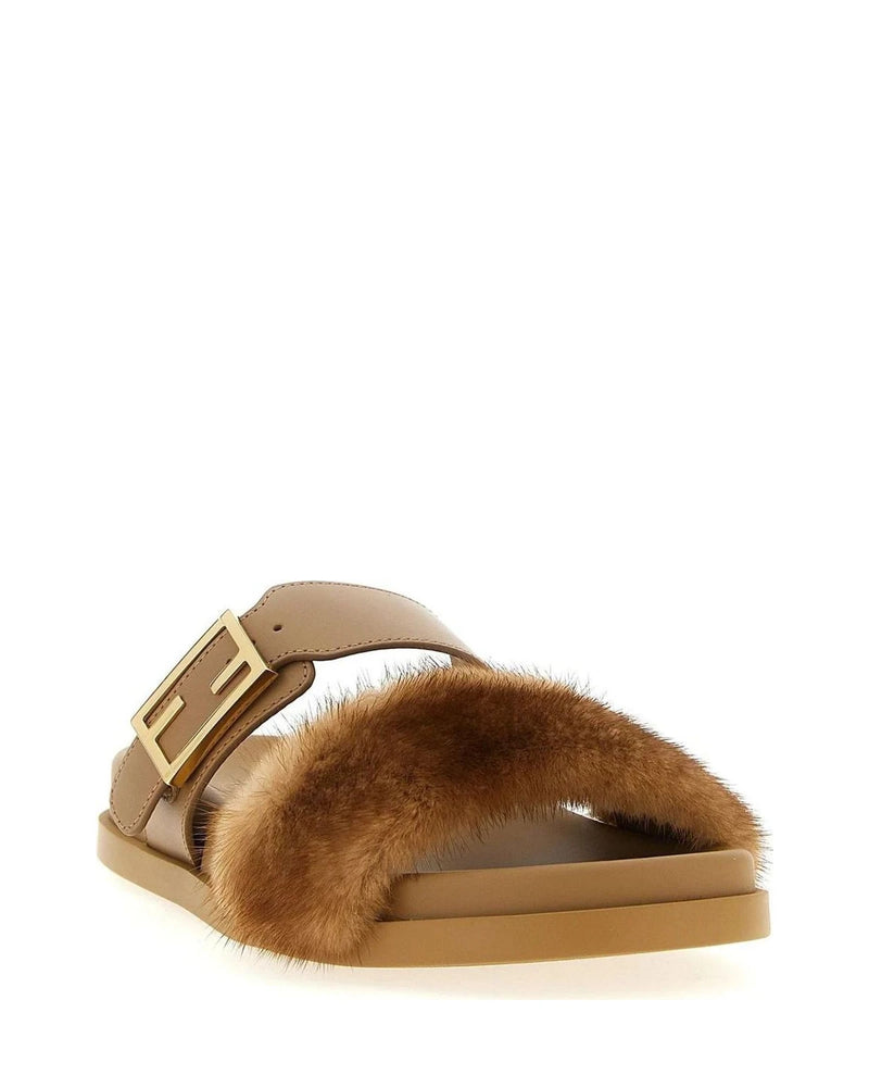 Fendi Slippers in brown, Leather — view 2