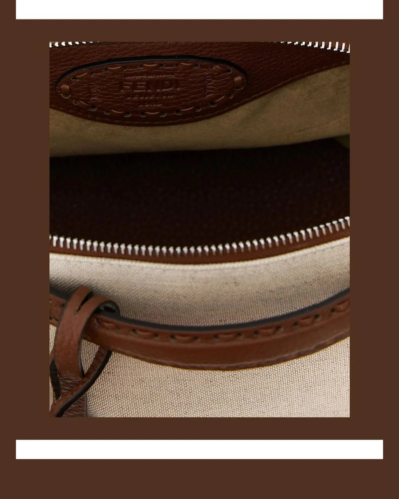 Fendi Satchel Bag in beige, Polyurethane — view 4