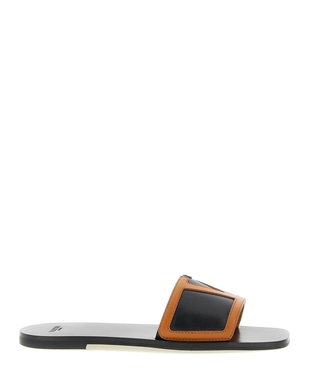 Brown Lamb Leather Slides 