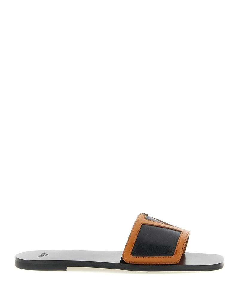 Brown Lamb Leather Slides 