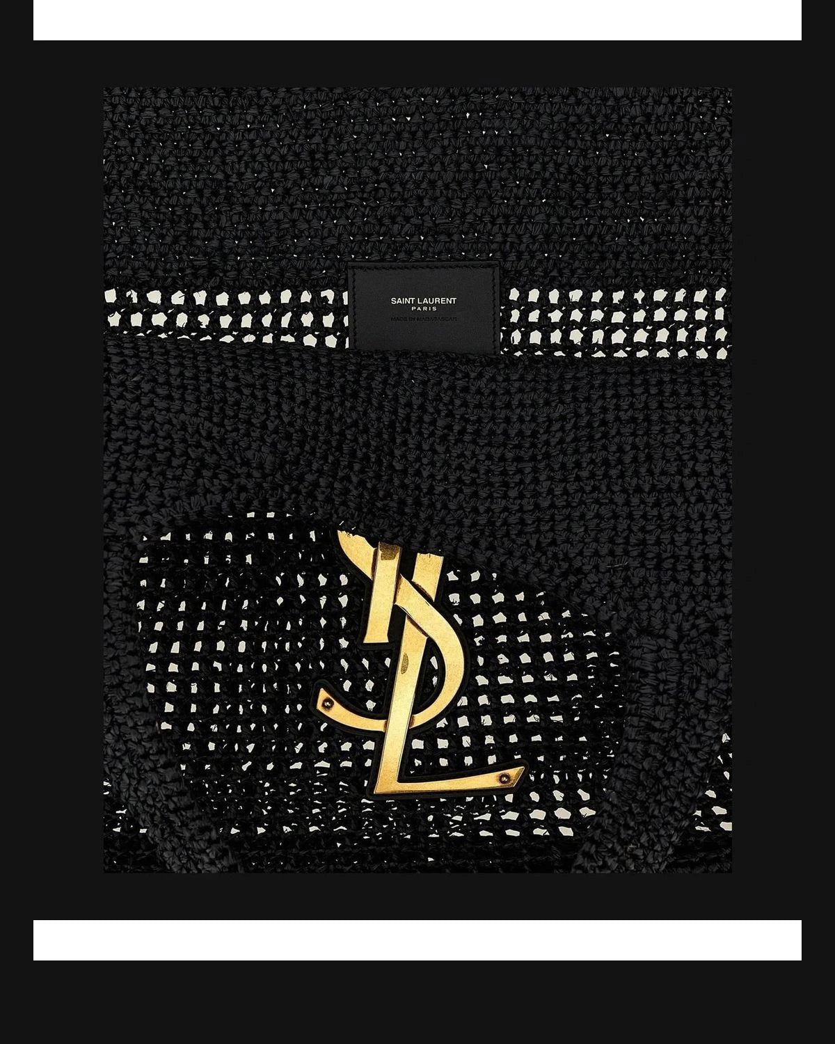 Saint Laurent Shopping Tote in black, Raffia — view 4