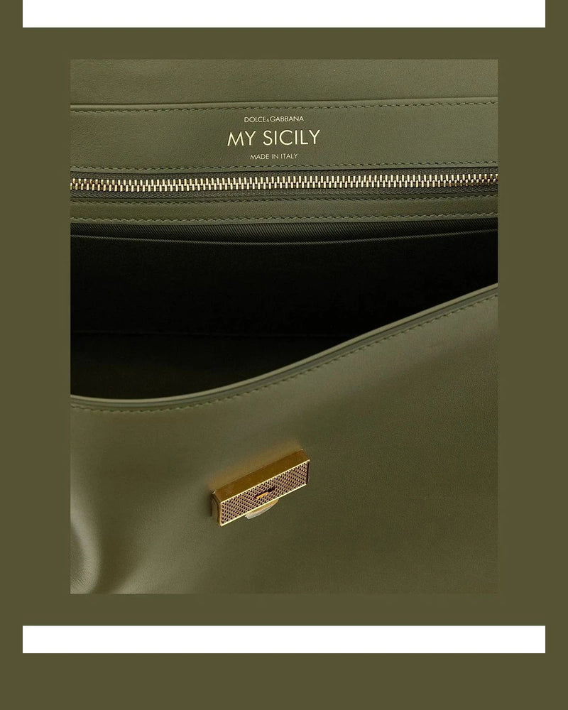 Dolce & Gabbana Satchel Bag in green, Calf Leather — view 4