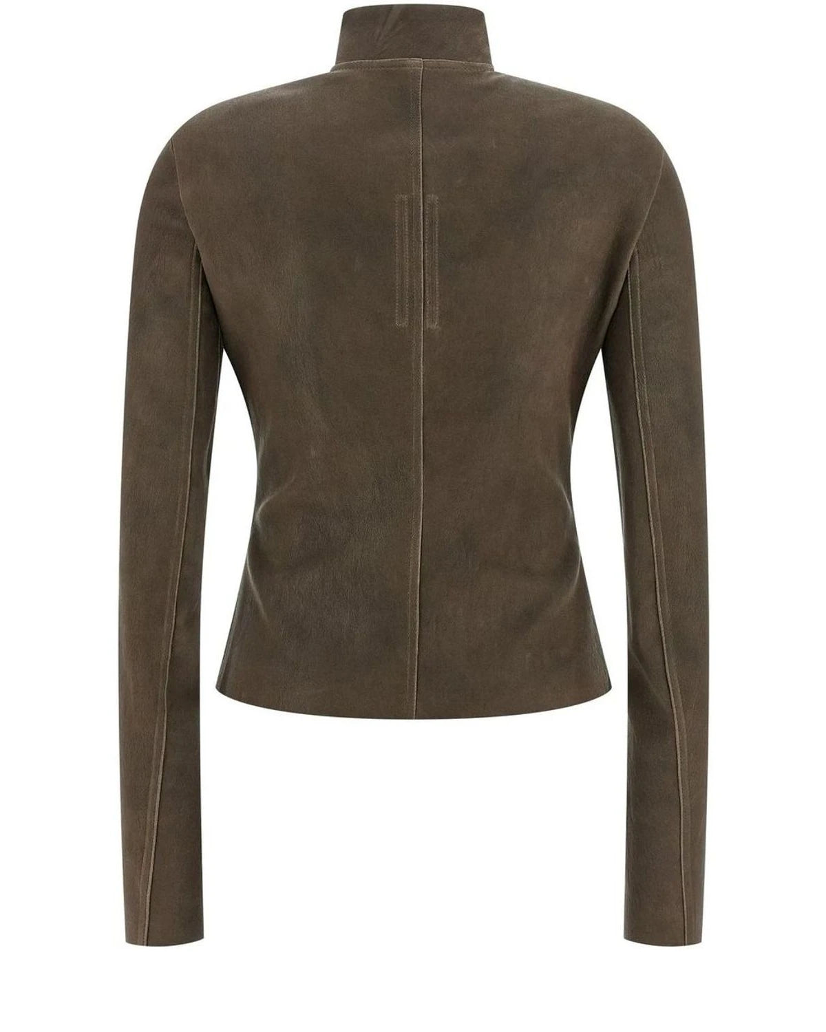 Rick Owens Trucker Jacket in brown, Leather — view 2
