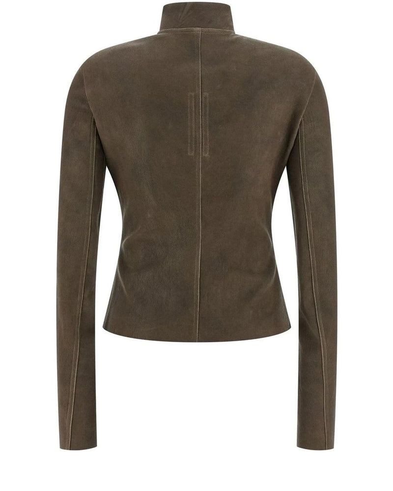 Rick Owens Trucker Jacket in brown, Leather — view 2