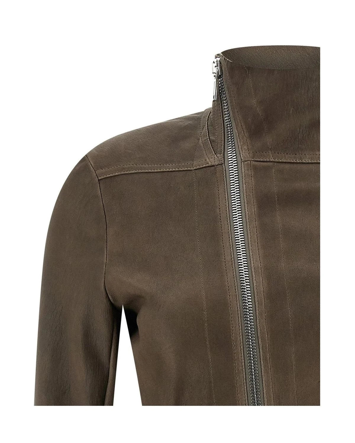Rick Owens Trucker Jacket in brown, Leather — view 3