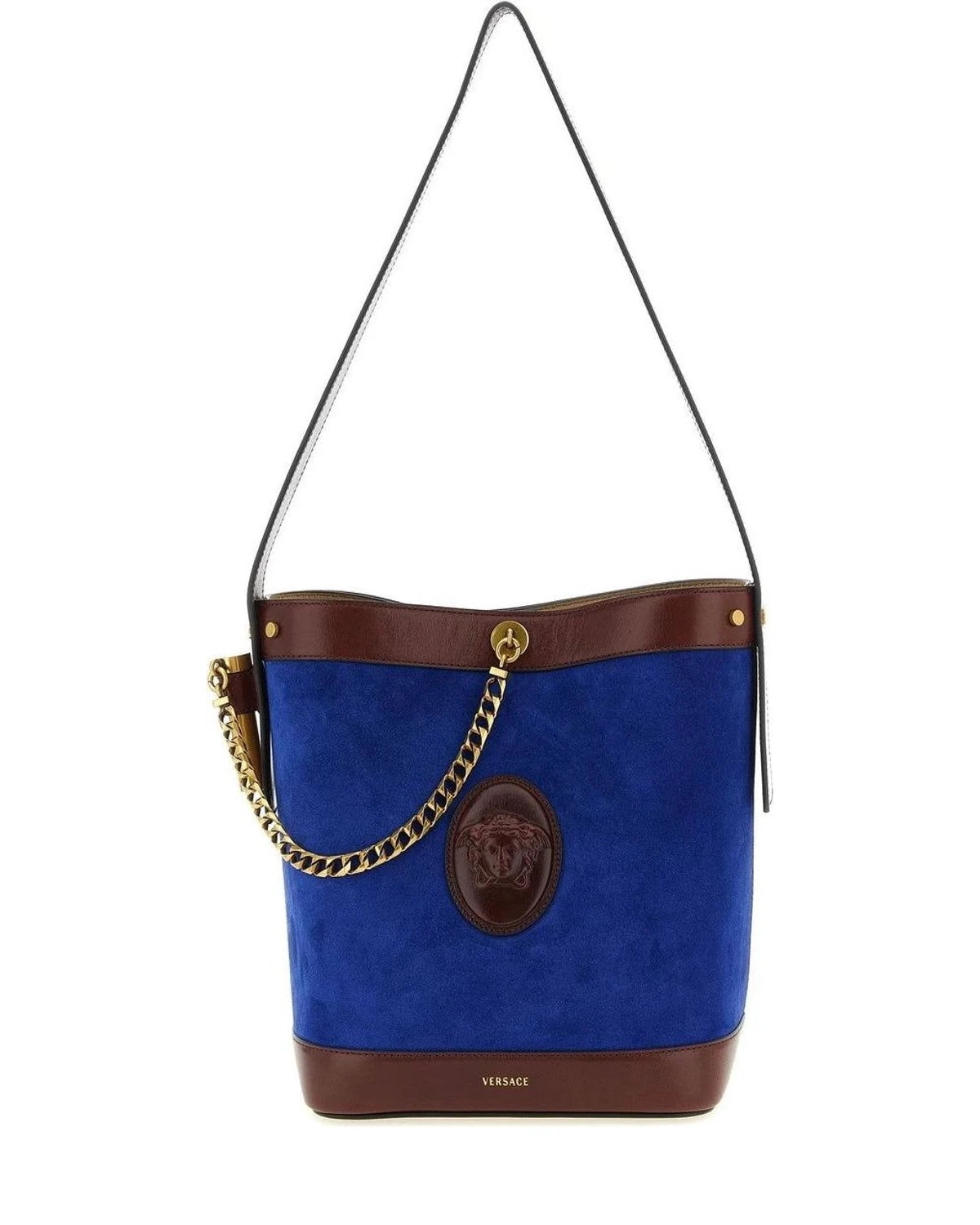 Versace Bucket Bag in blue, Calfskin Leather